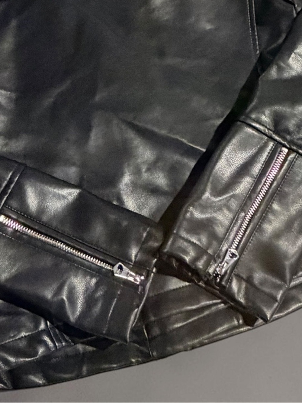 Ashley International Black Faux Leather Moto Jacket Small - Picture 4 of 12